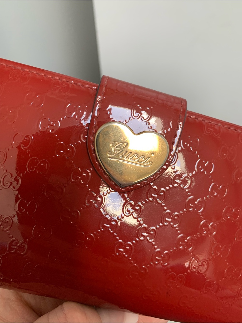 Authentic red patent leather Gucci long wallet w heart snap ❤️ - Picture 3 of 16